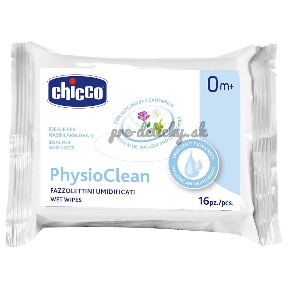 CHICCO Obrúsky vlhčené Physioclean na čistenie nošteka 16 ks 0m+