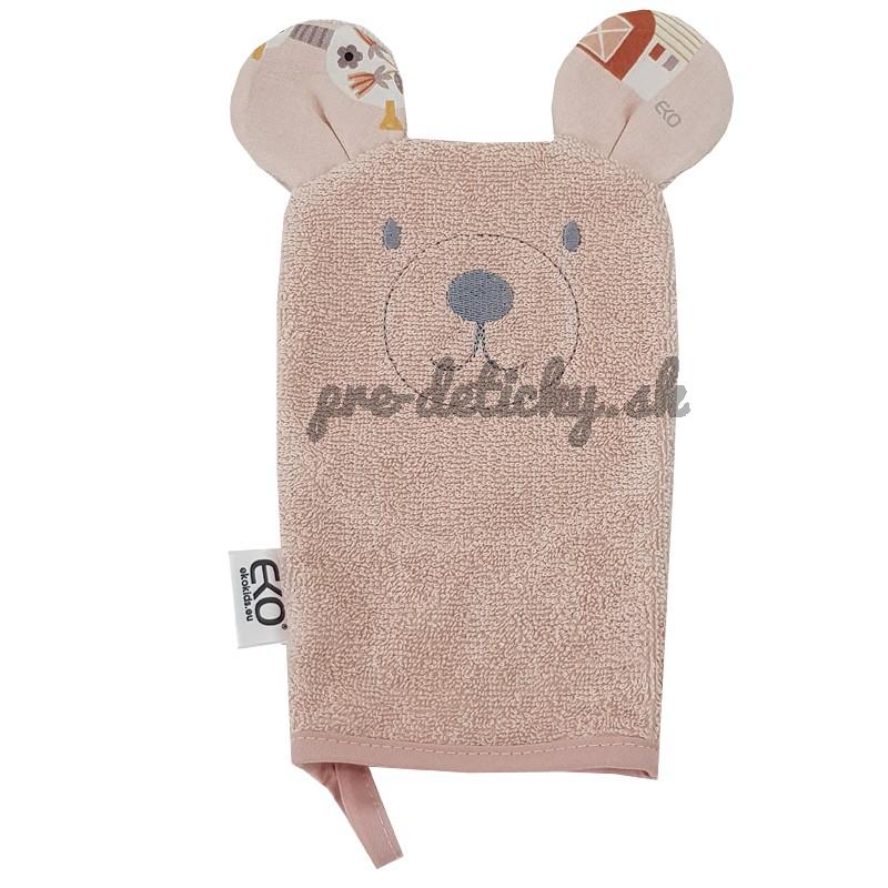 EKO Žinka bavlnená s uškami Bear Rose pink 20x15 cm